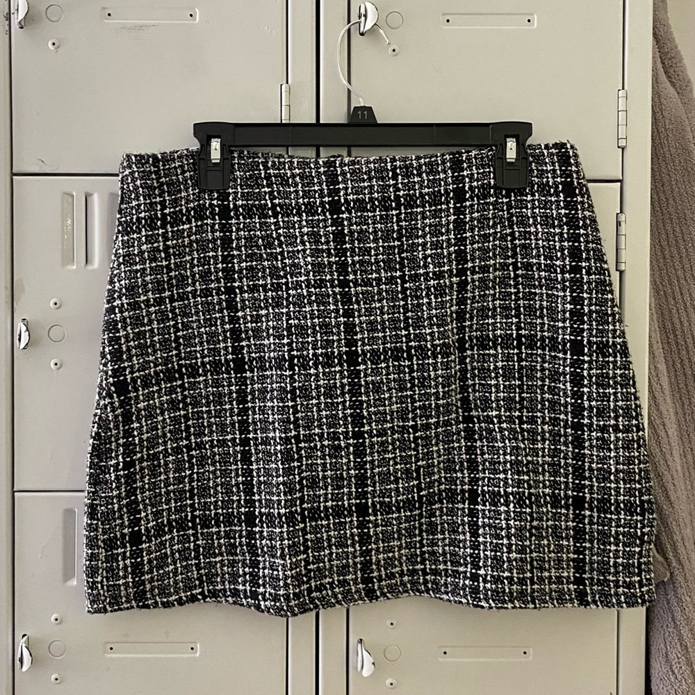 Black & White Plaid Mini Skirt